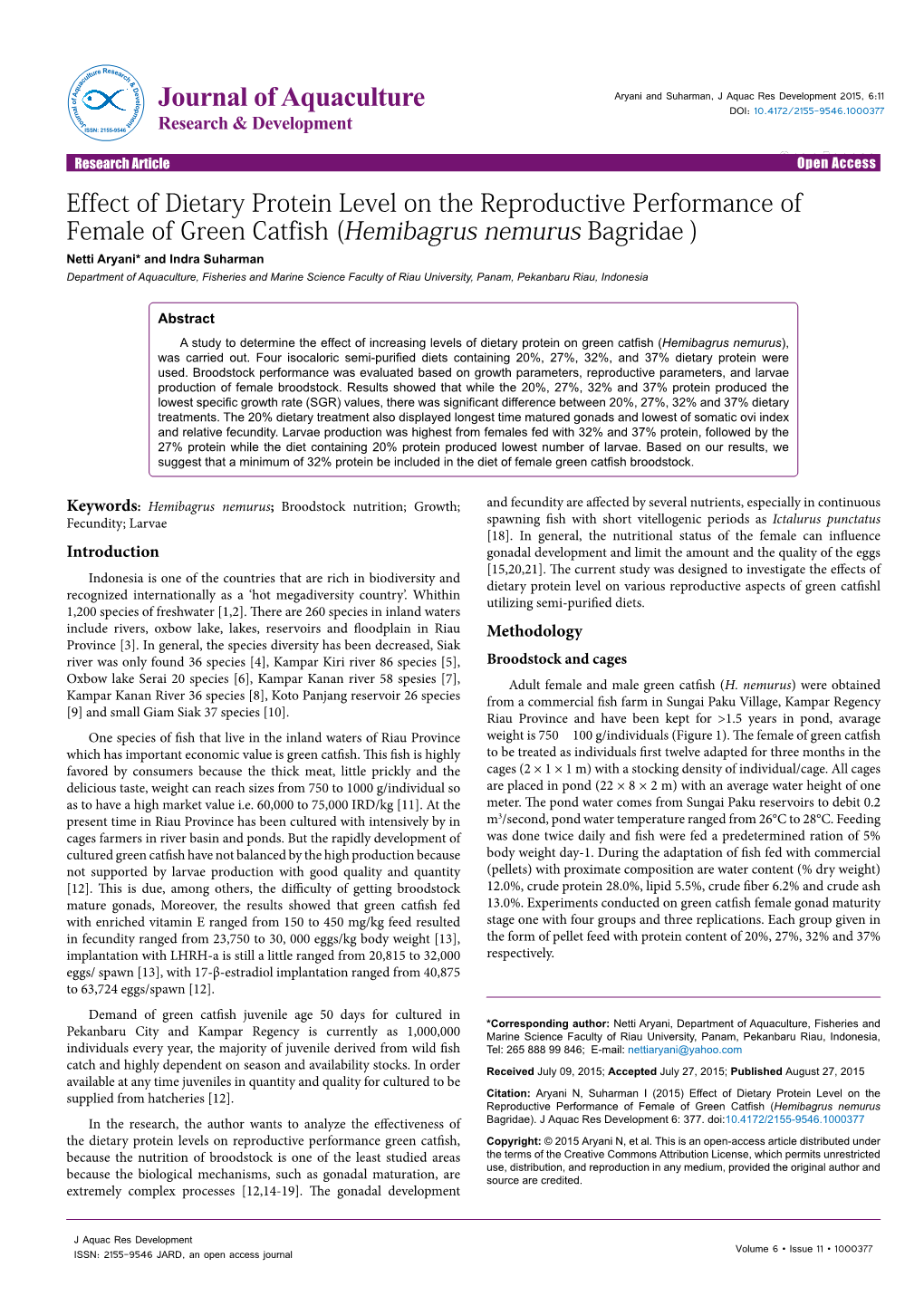 Effect of Dietary Protein Level on The