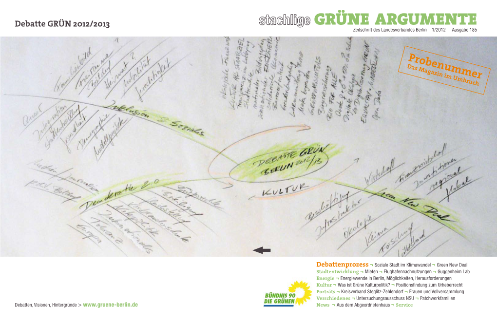 Debatte GRÜN 2012/2013 Grünezeitschrift Desa Landesverbandesrgu Berlinmente 1/2012 Ausgabe 185