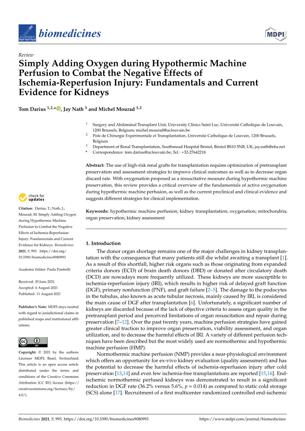 Simply Adding Oxygen During Hypothermic Machine Perfusion to Combat the Negative Effects of Ischemia-Reperfusion Injury: Fundamentals and Current Evidence for Kidneys