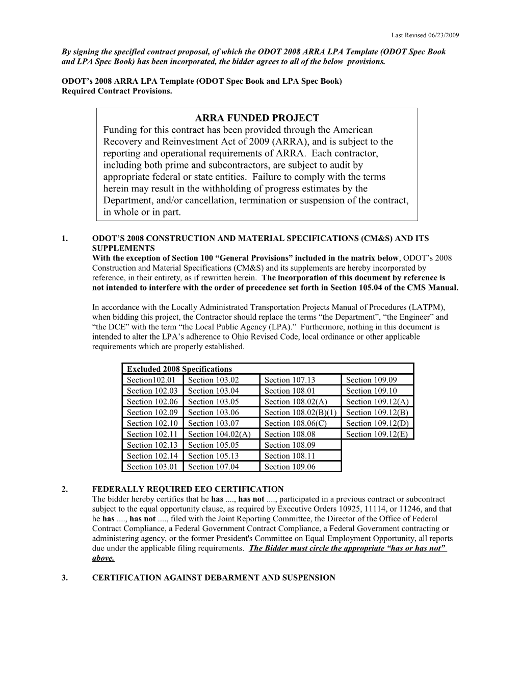 ODOT S 2005 LPA Template (ODOT Spec Book and LPA Spec Book)