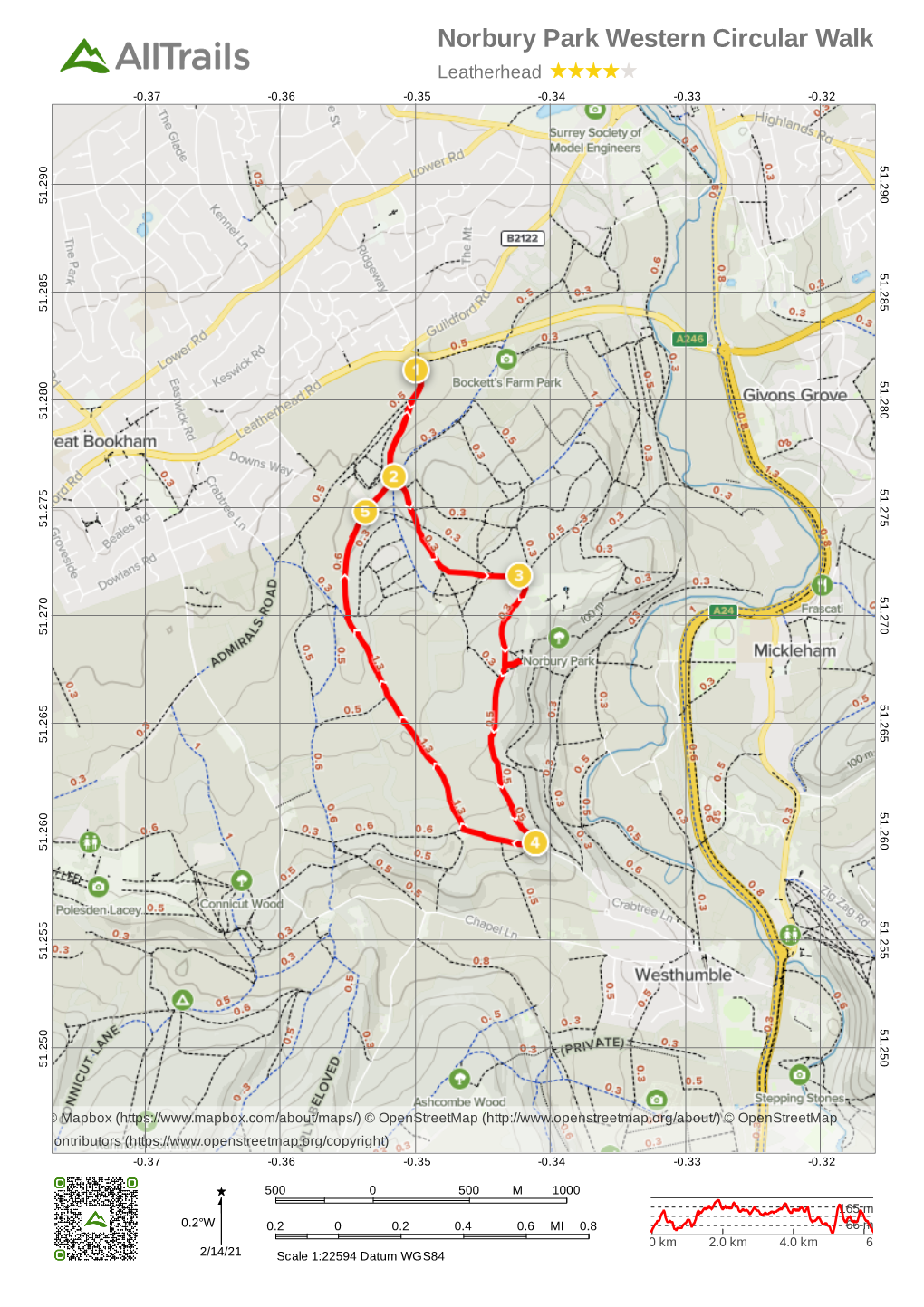 Norbury Park Western Circular Walk Leatherhead -0.37 -0.36 -0.35 -0.34 -0.33 -0.32 5 1 0