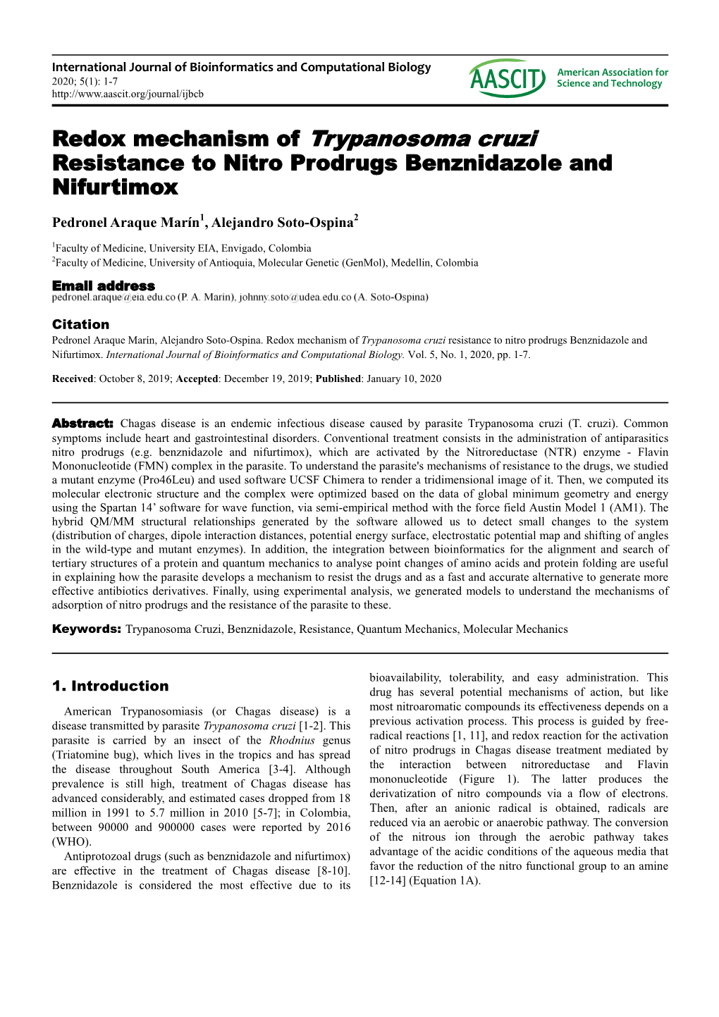 Redox Mechanism of Trypanosoma Cruzi Resistance to Nitro Prodrugs Benznidazole and Nifurtimox