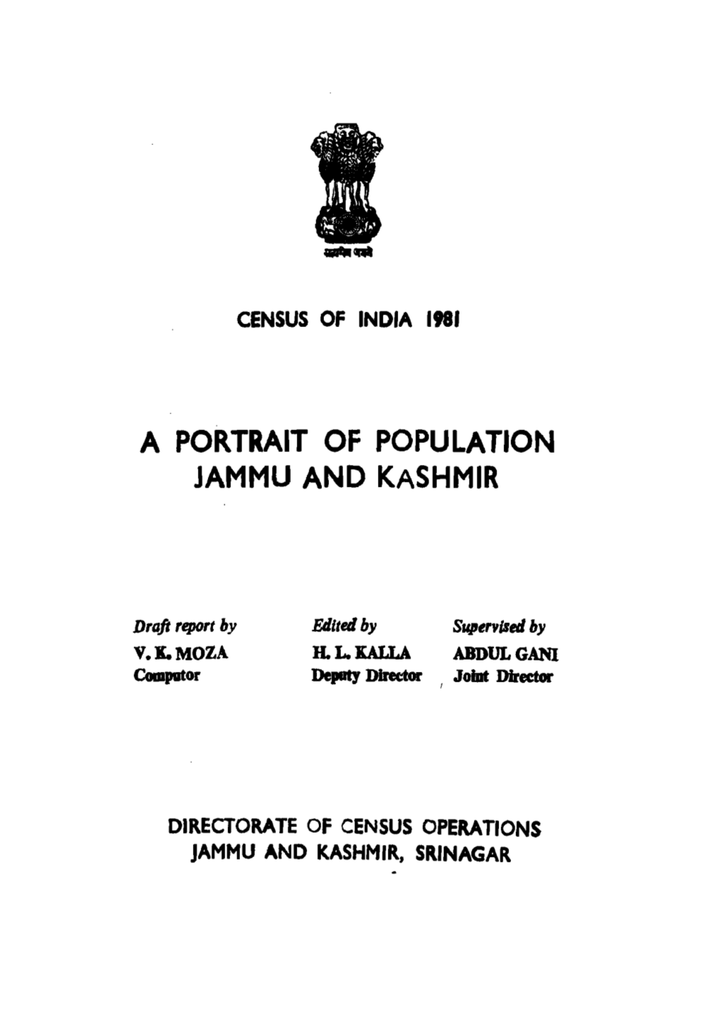 Portrait of Population Jammu and Kashmir