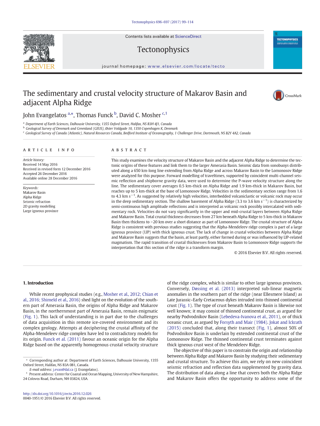 The Sedimentary and Crustal Velocity Structure of Makarov Basin and Adjacent Alpha Ridge