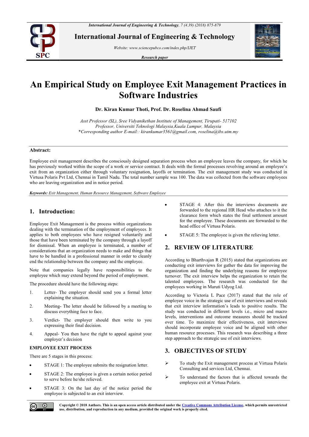 An Empirical Study on Employee Exit Management Practices in Software Industries