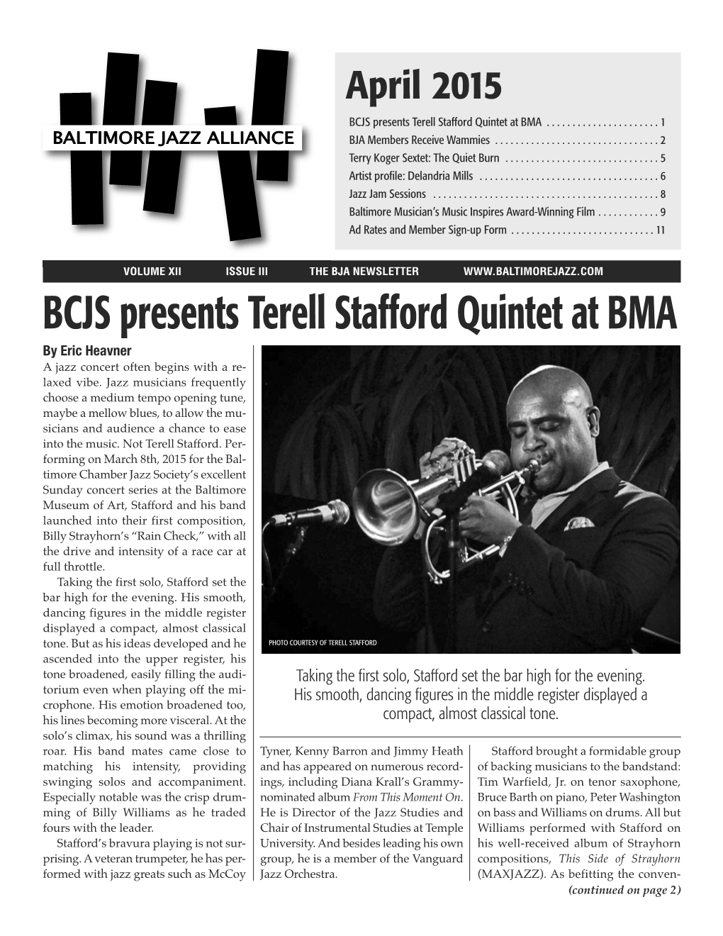 BCJS Presents Terell Stafford Quintet at BMA