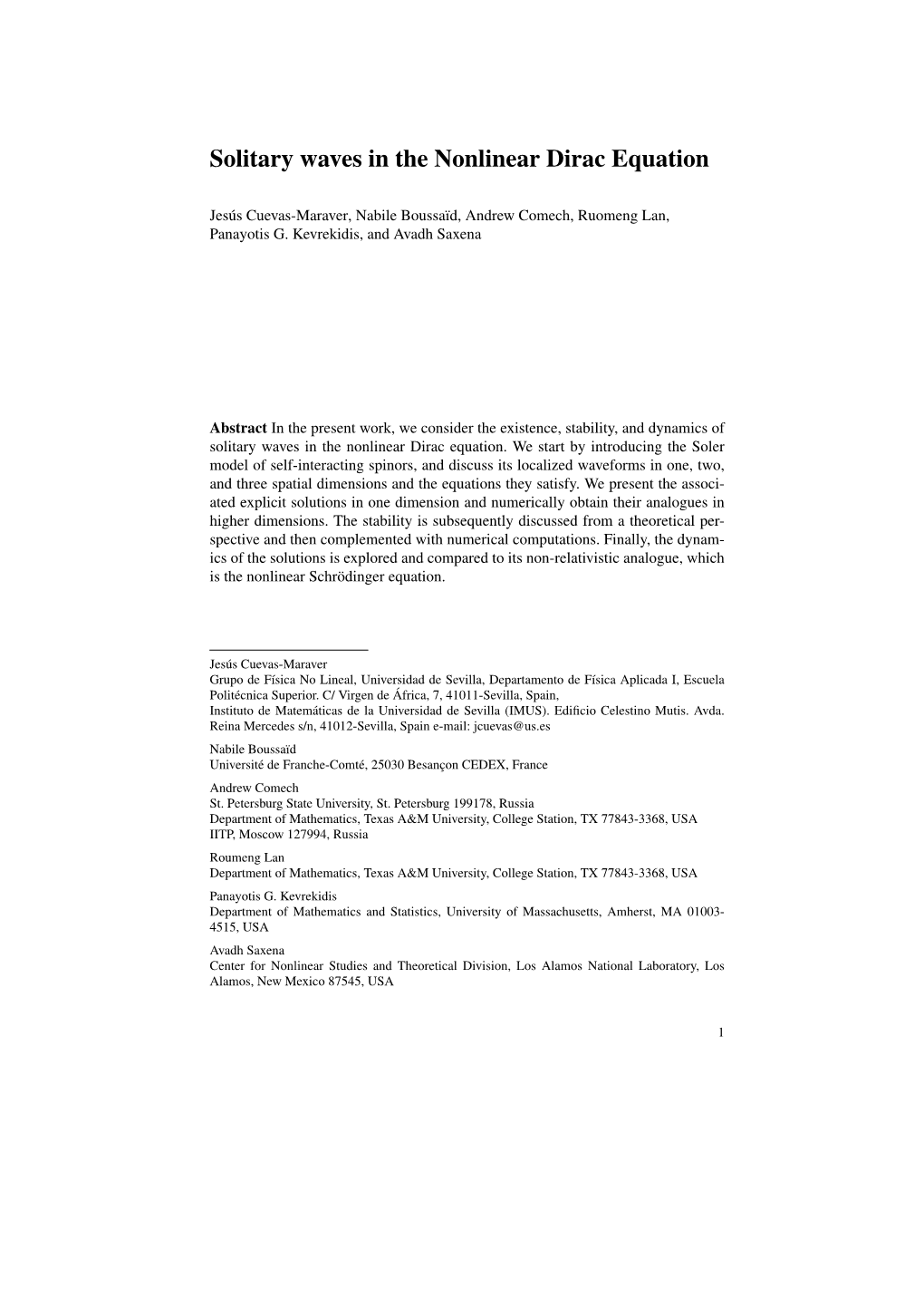 Solitary Waves in the Nonlinear Dirac Equation