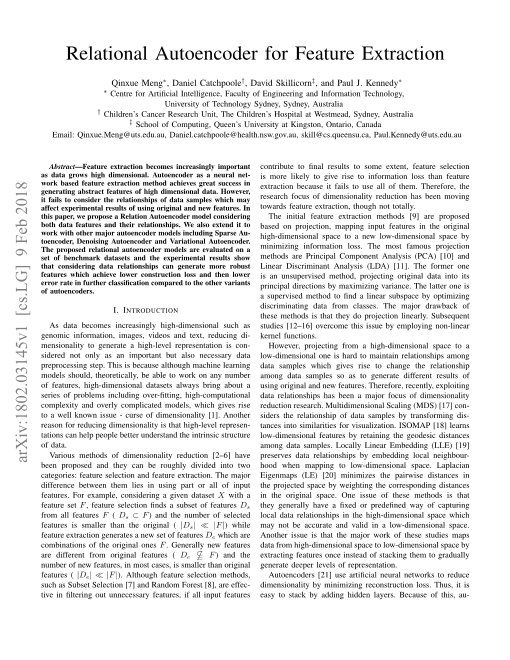 Relational Autoencoder for Feature Extraction