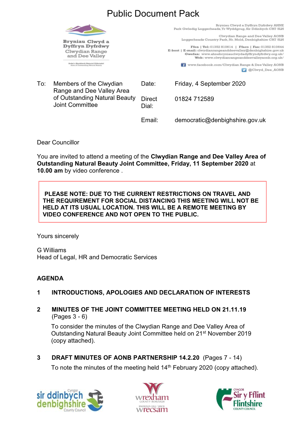 (Public Pack)Agenda Document for Clwydian Range and Dee Valley