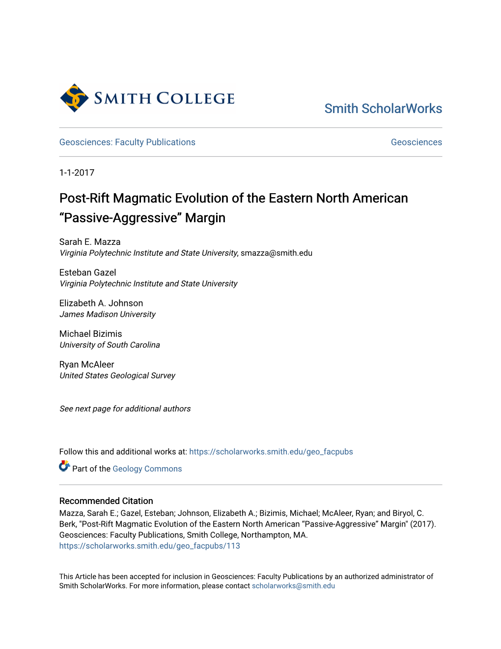 Post-Rift Magmatic Evolution of the Eastern North American “Passive-Aggressive” Margin