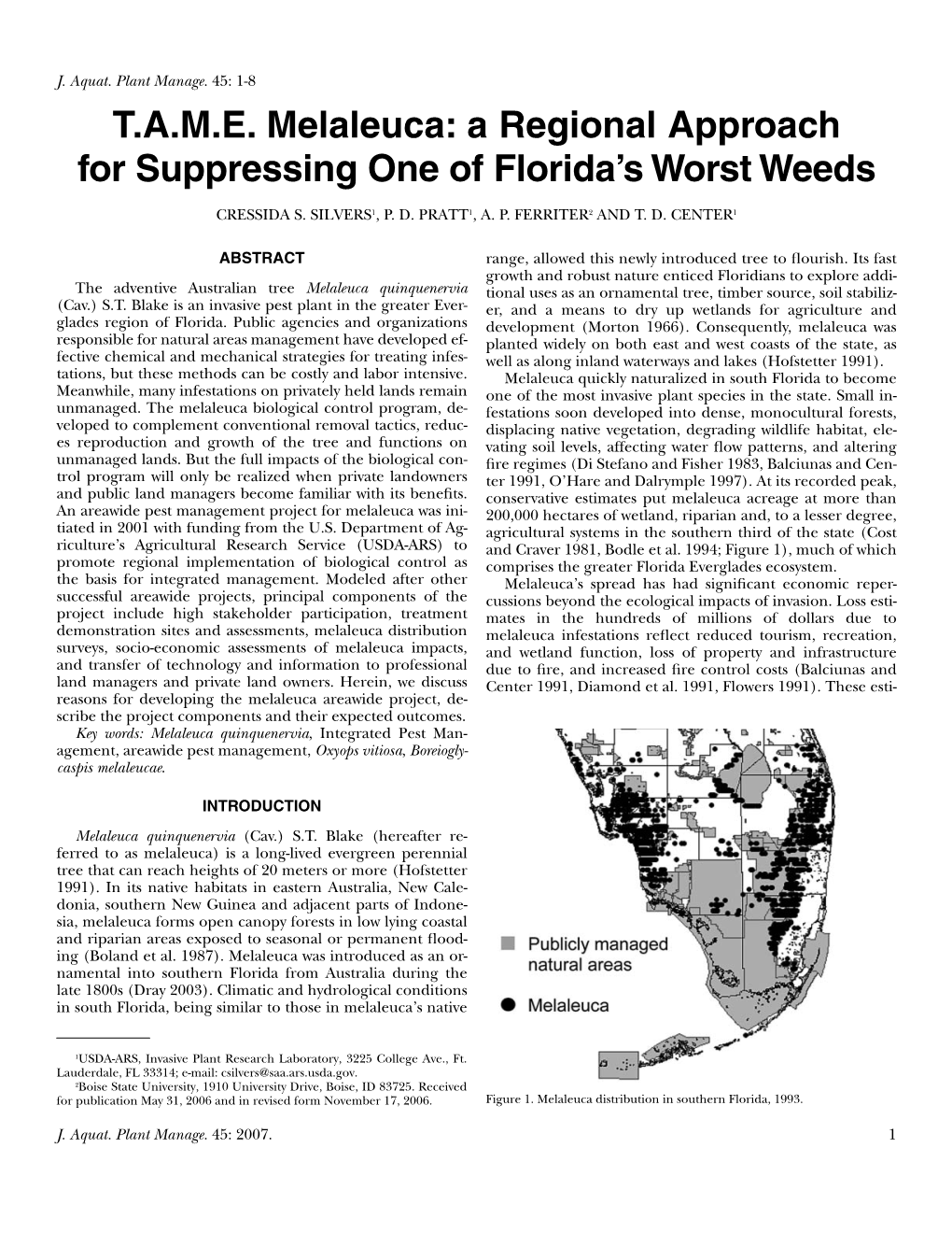 T.A.M.E. Melaleuca: a Regional Approach for Suppressing One of Florida’S Worst Weeds