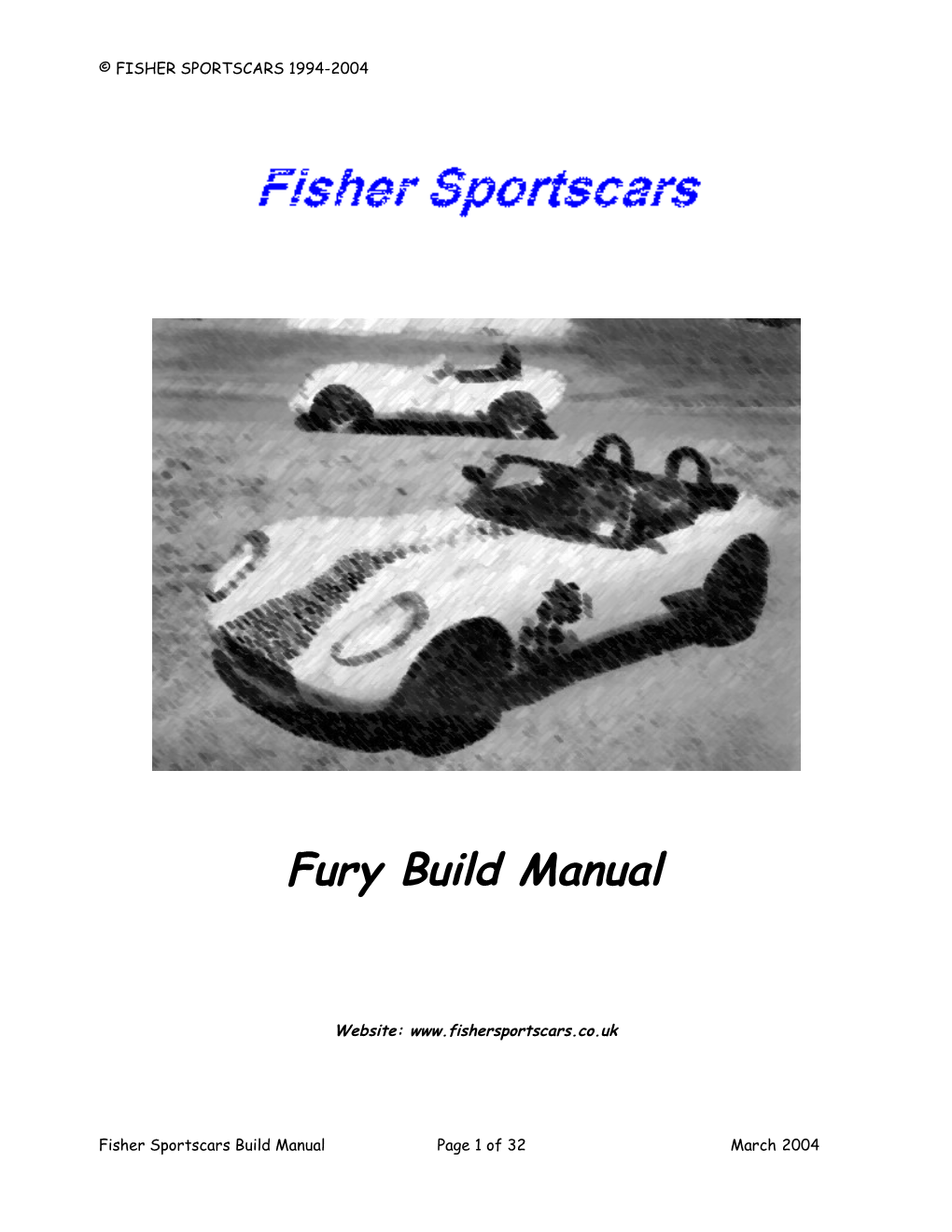 Copyright FISHER SPORTSCARS 1994 (LATEST REVISION 2001)