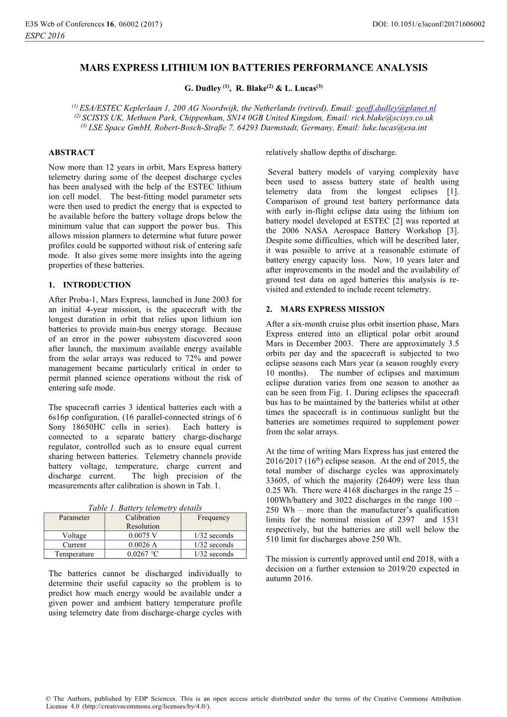 Mars Express Lithium Ion Batteries Performance Analysis