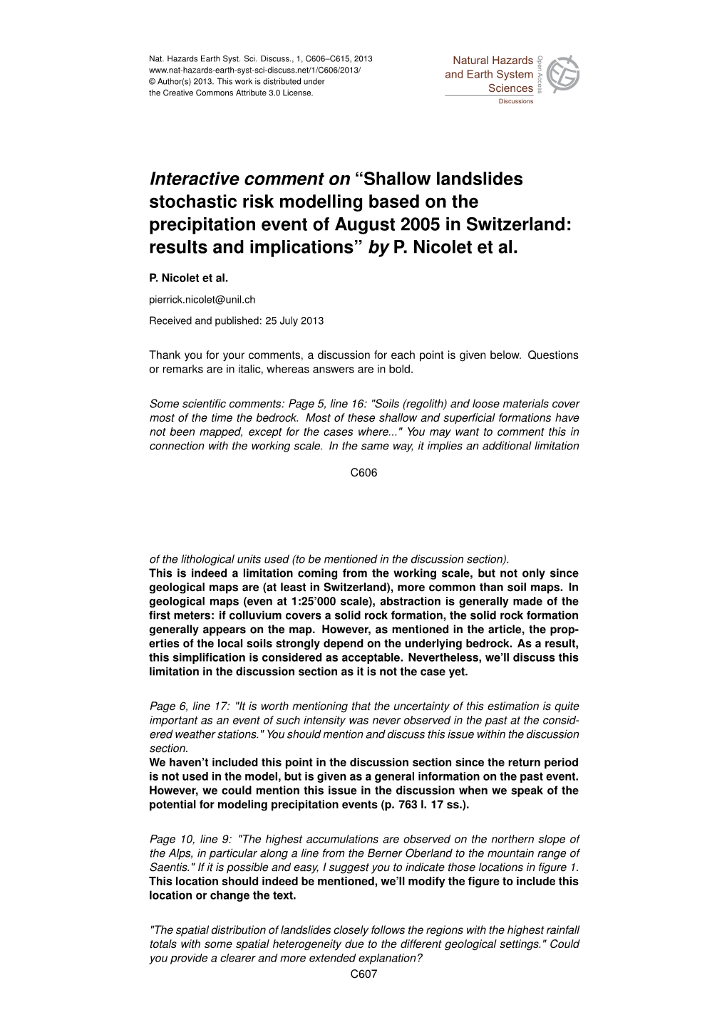 Shallow Landslides Stochastic Risk Modelling Based on The