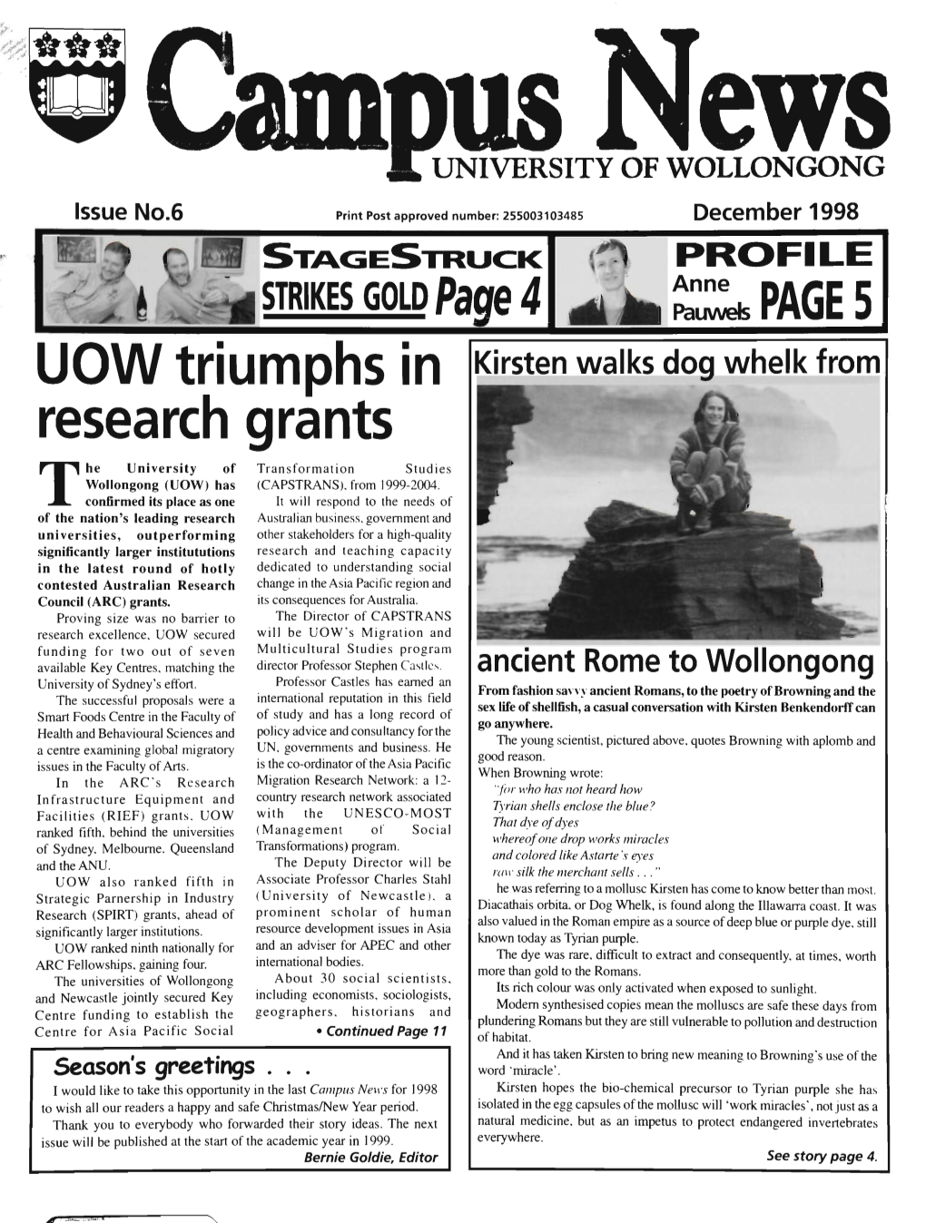 University of Wollongong Campus News December 1998