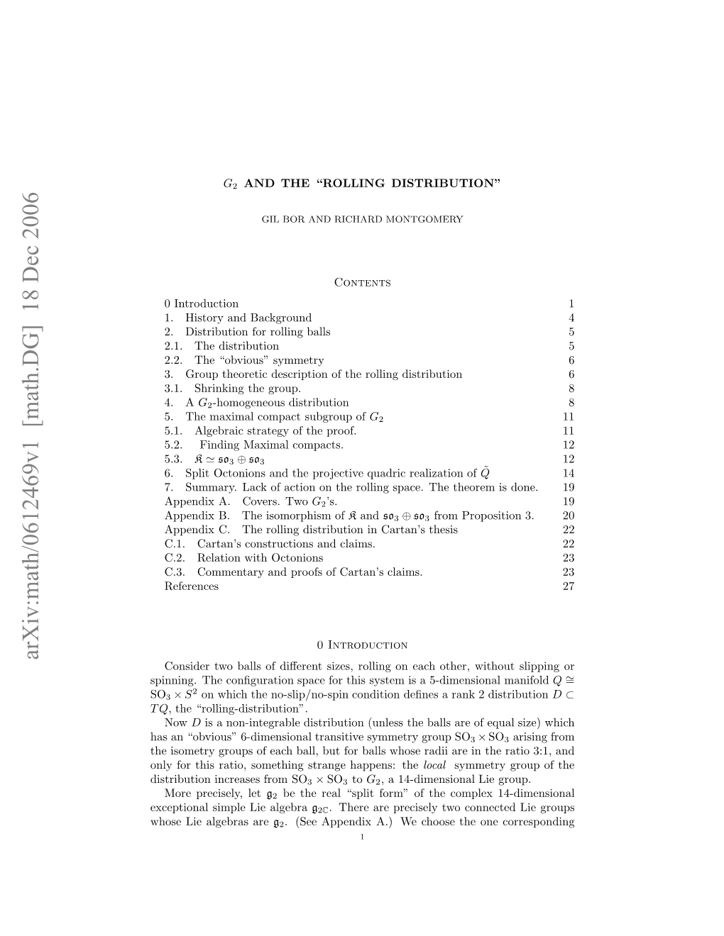 Arxiv:Math/0612469V1 [Math.DG] 18 Dec 2006 Pnig H Oﬁuainsaefrti Ytmi 5-Dime a Is System This for Space Conﬁguration the Spinning