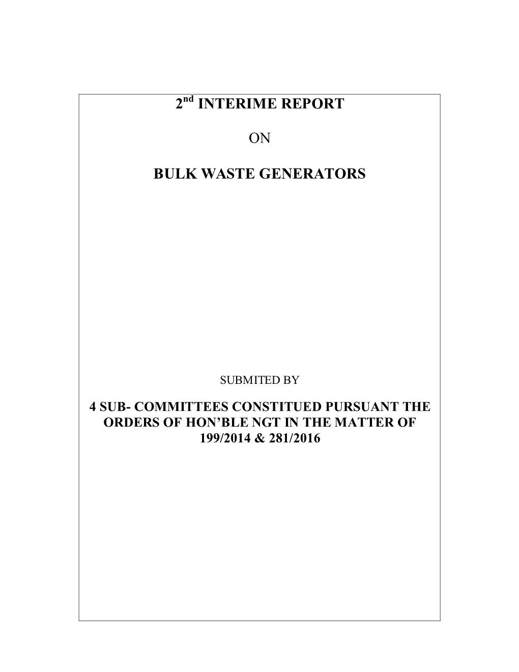 2 Interime Report on Bulk Waste Generators