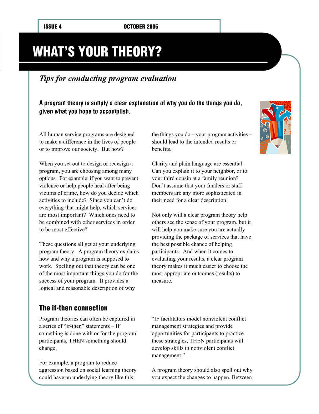 What's Your Theory.Tips for Conducting Program Evaluation