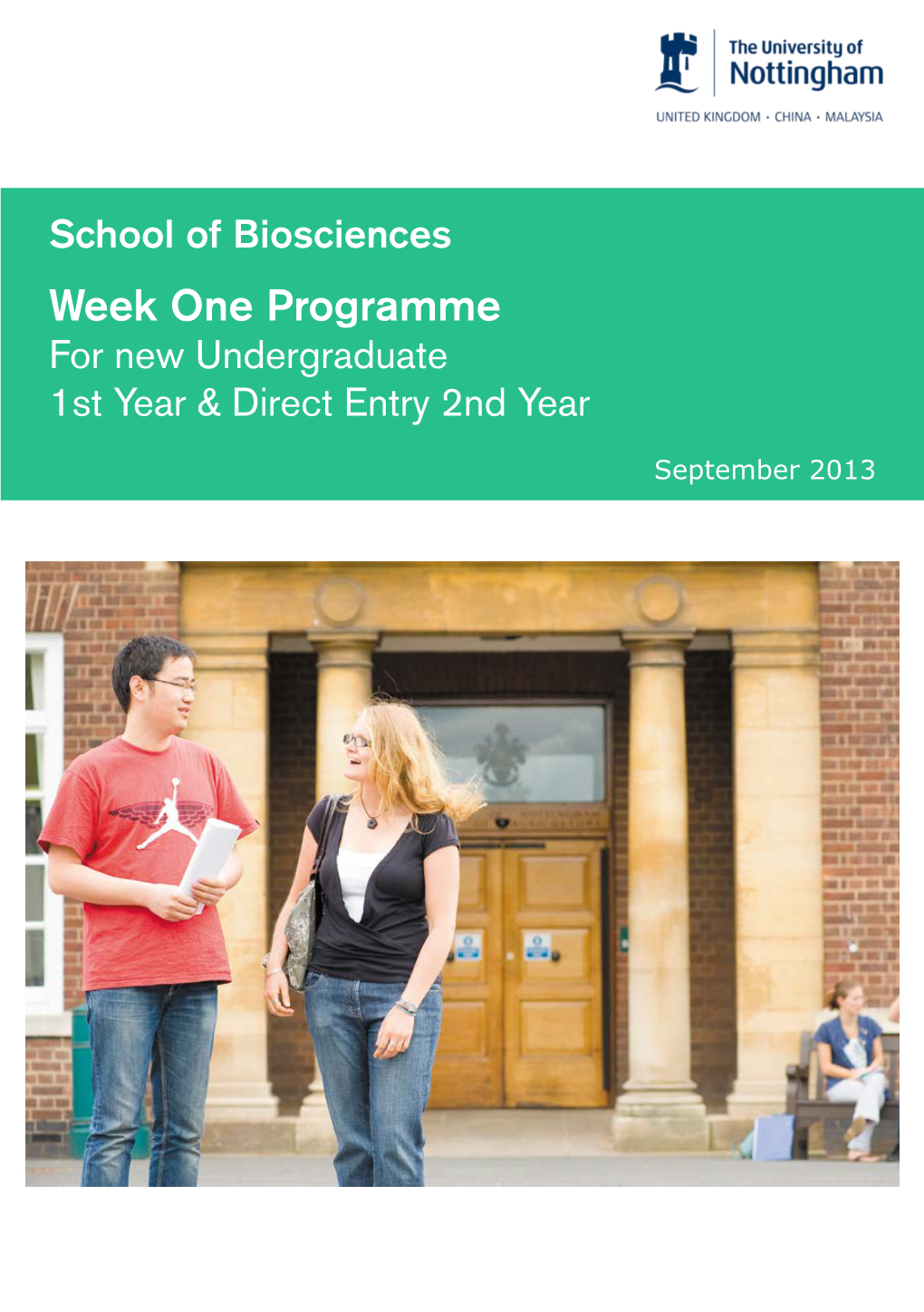 Week One Programme for New Undergraduate 1St Year & Direct Entry 2Nd Year