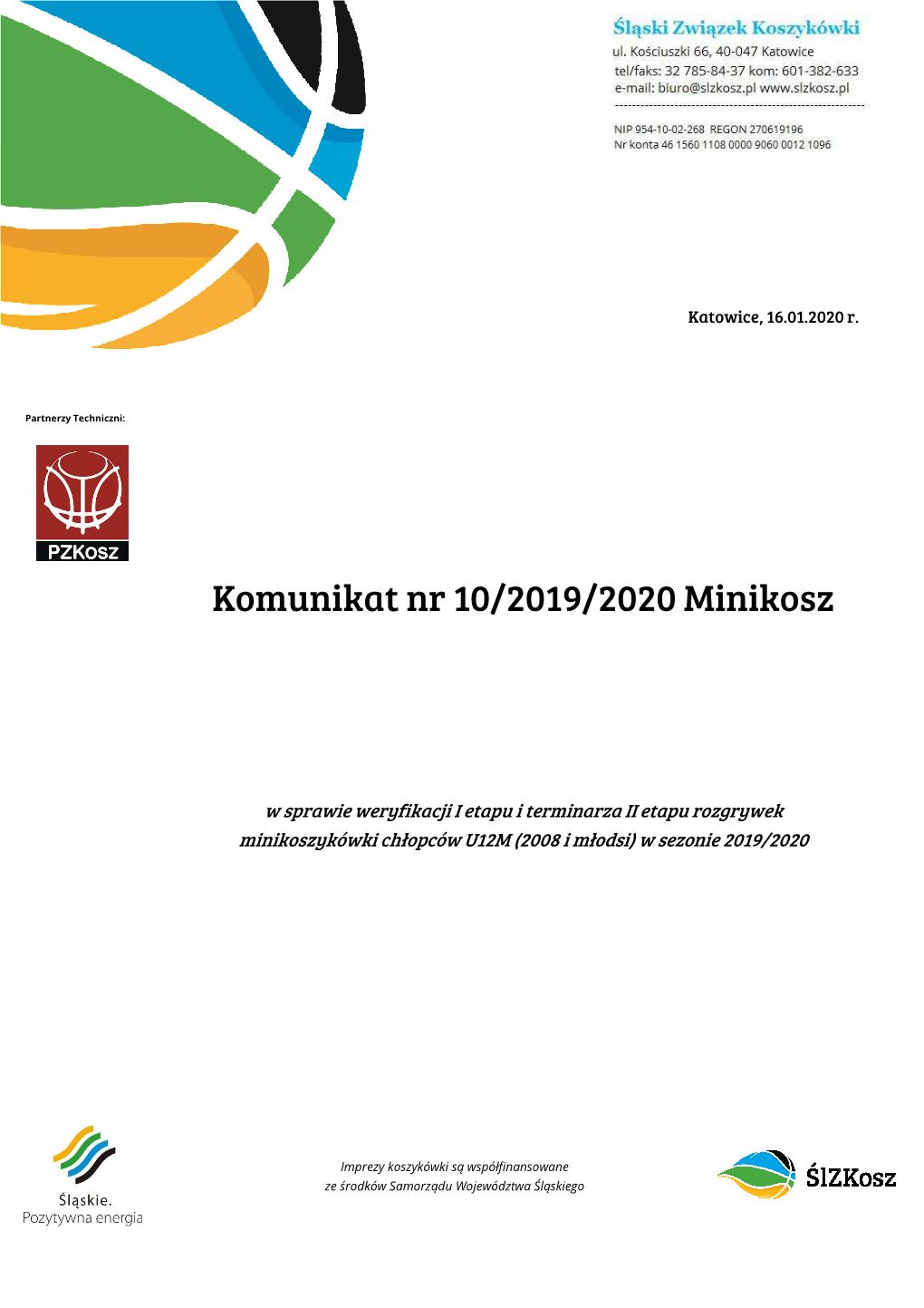Komunikat Minikoszykówki Nr 10/2019/2020