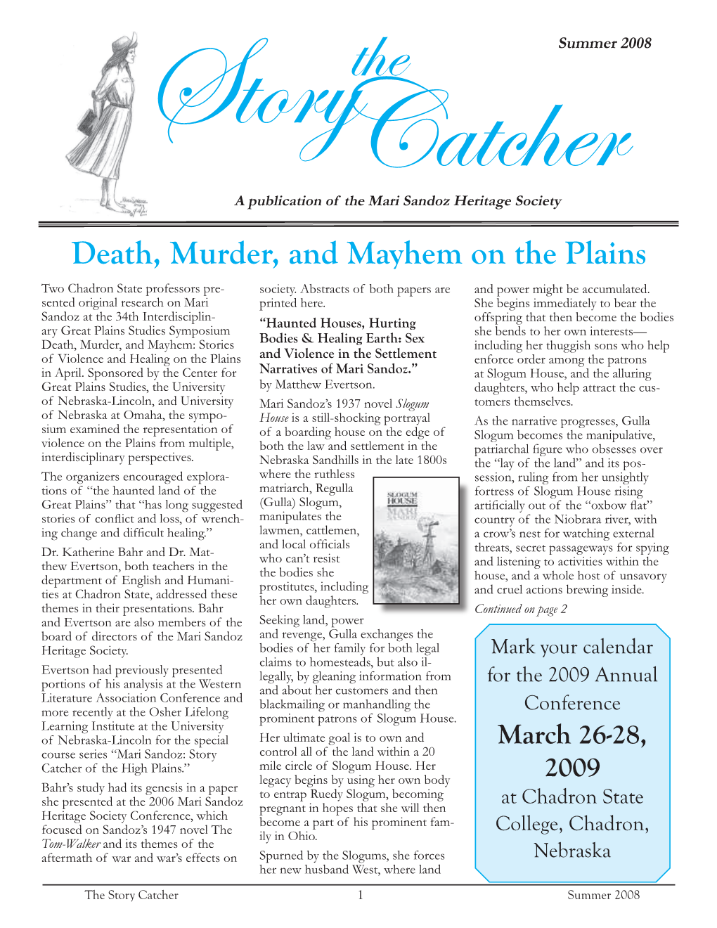 Death, Murder, and Mayhem on the Plains Two Chadron State Professors Pre- Society