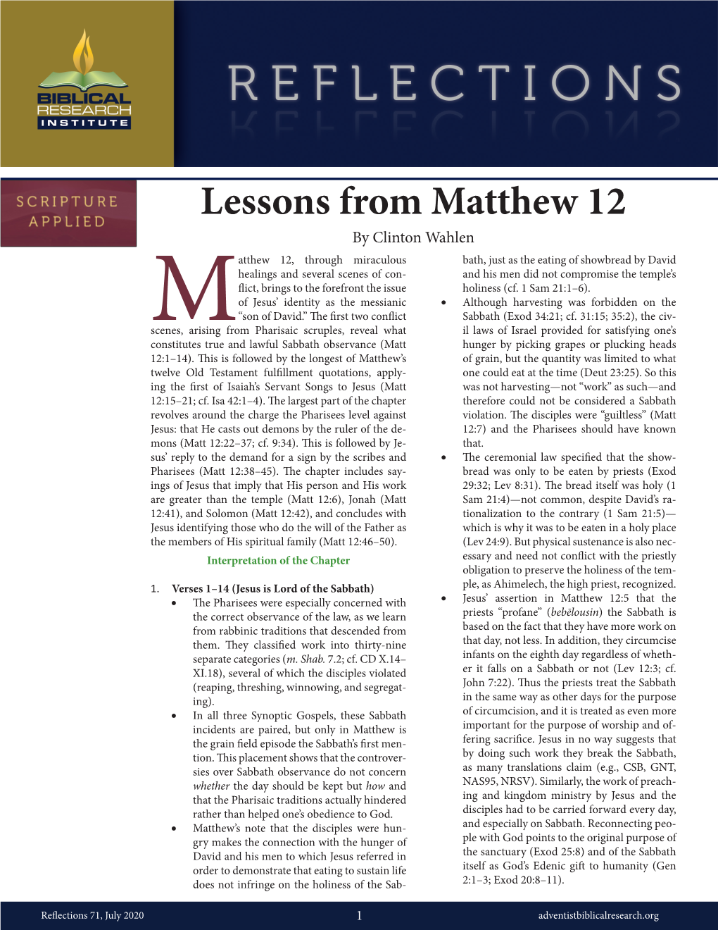 Lessons from Matthew 12
