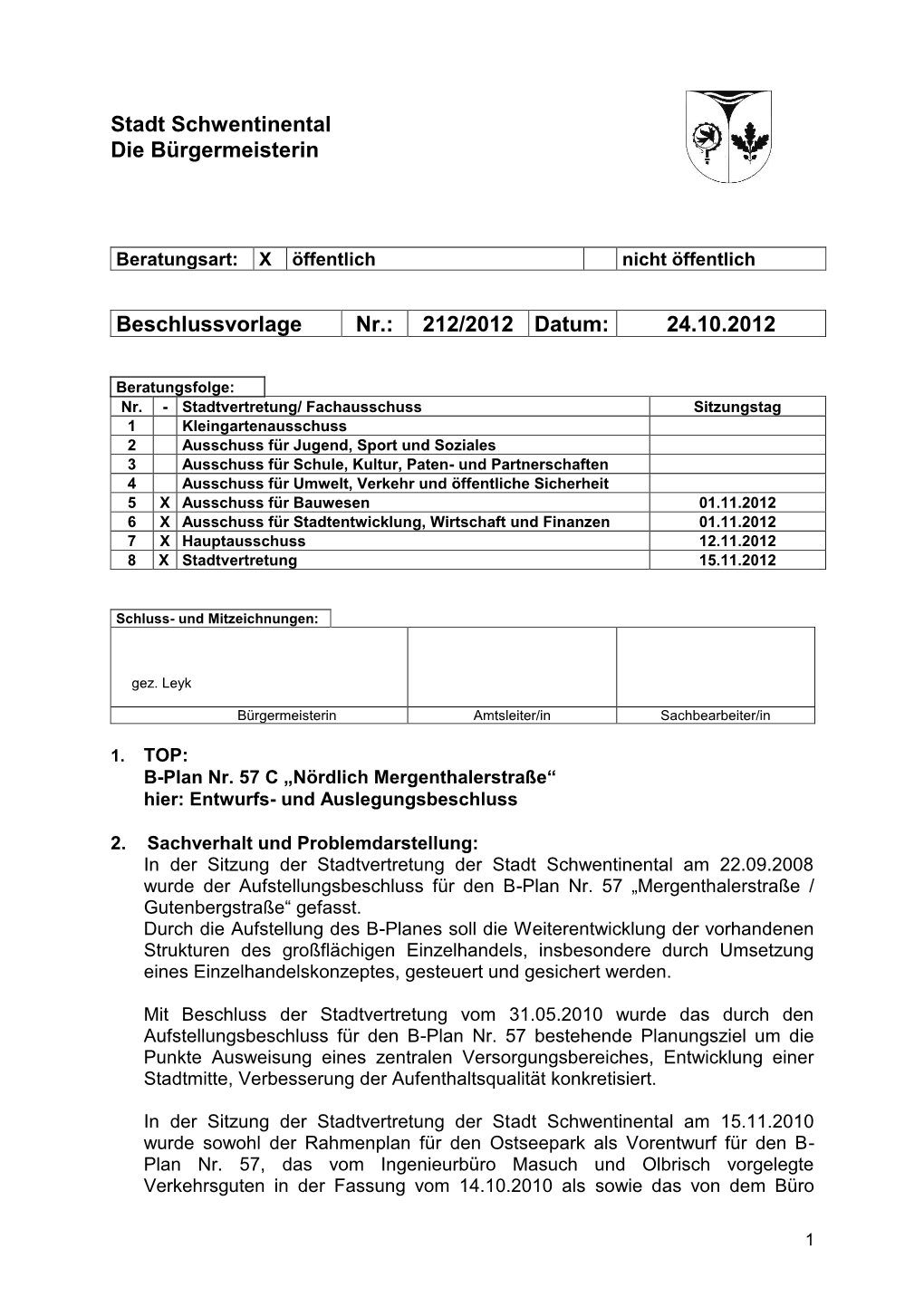 Stadtverwaltung Schwentinental Oktober 2012 Fachbereich 4 - Planung