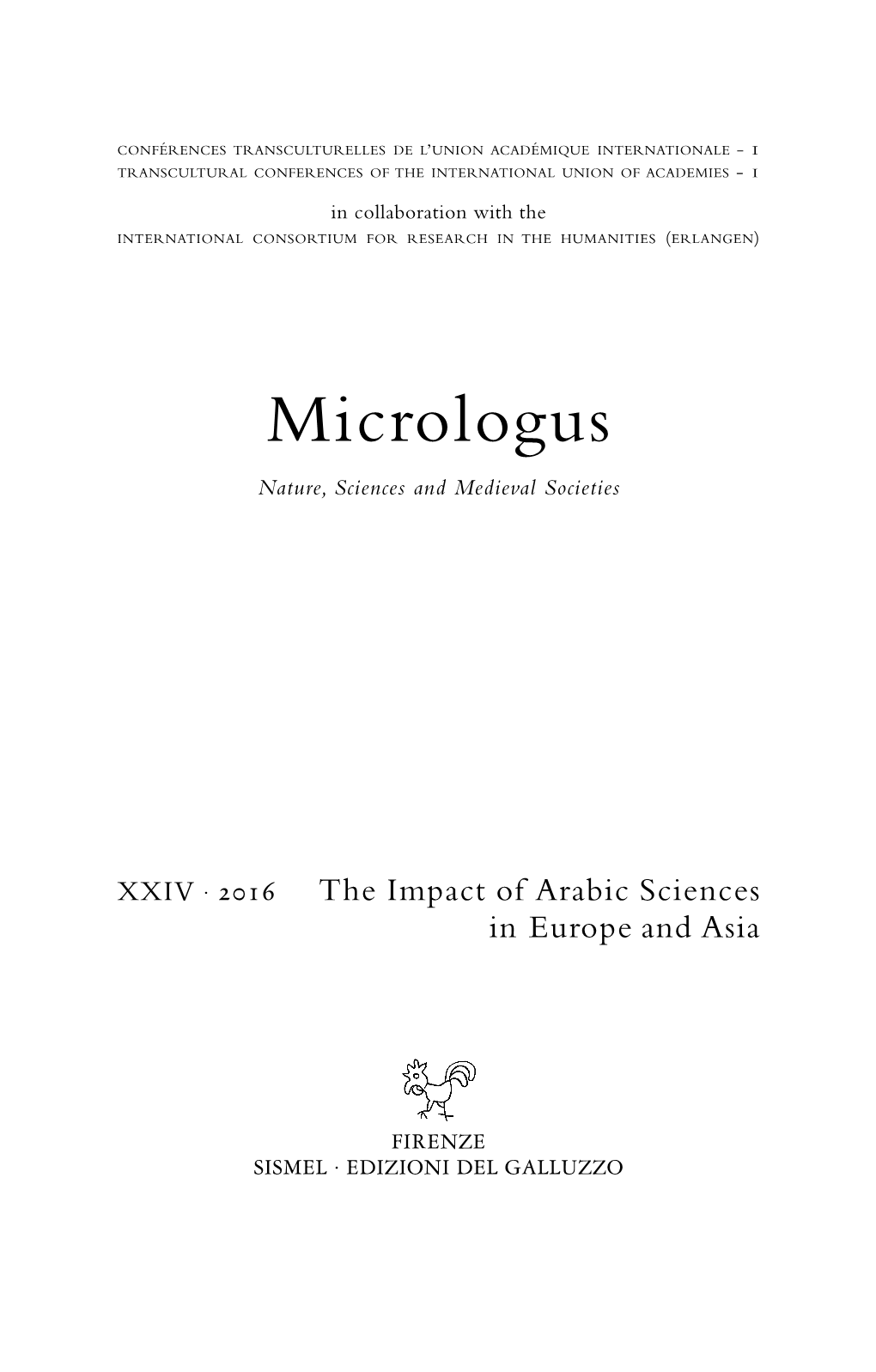 Micrologus Nature, Sciences and Medieval Societies