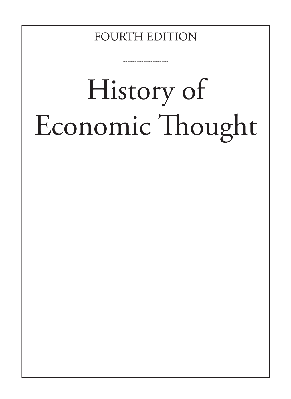 History of Economic Thought