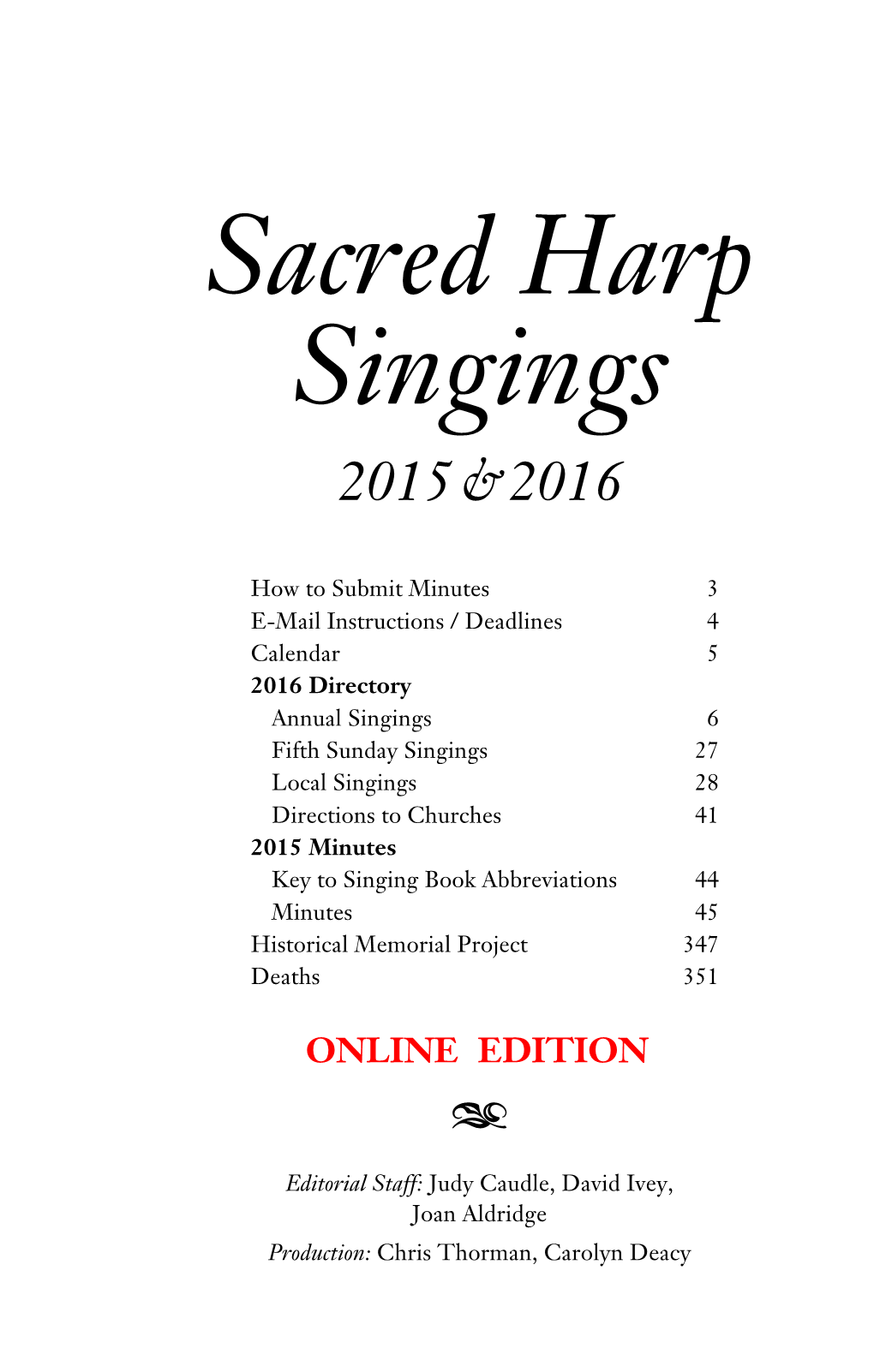 Sacred Harp Minutes 2015