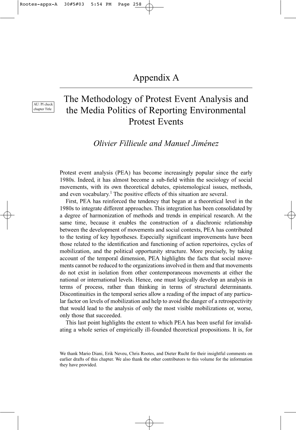 Appendix a the Methodology of Protest Event Analysis And