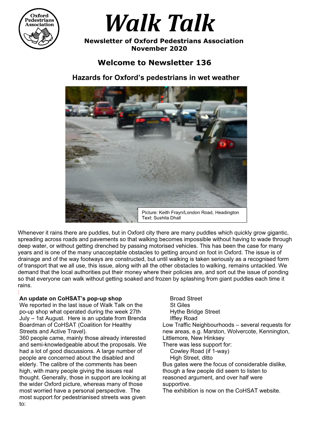 Oxford Pedestrians' Association Newsletter No