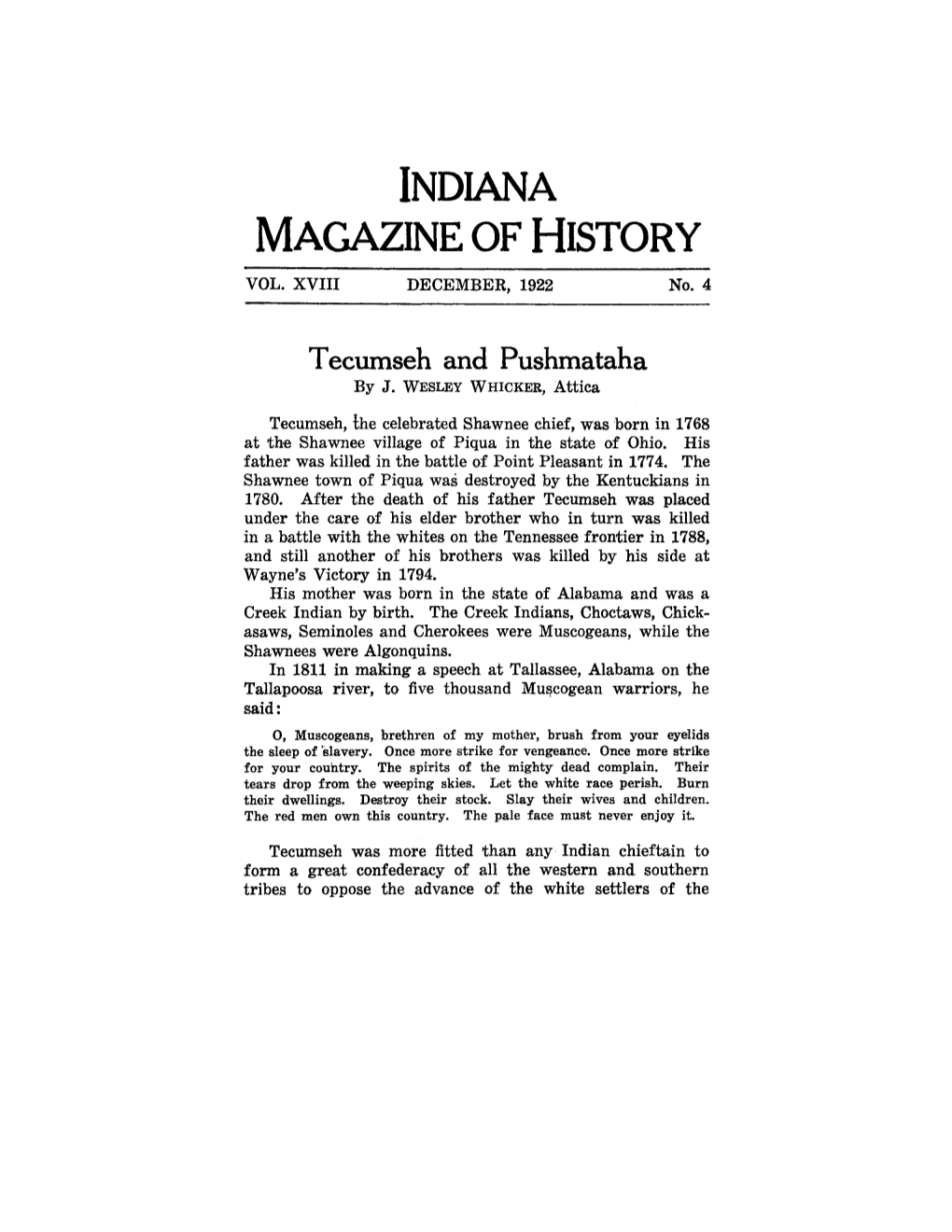 Indiana Magazineof History Vol