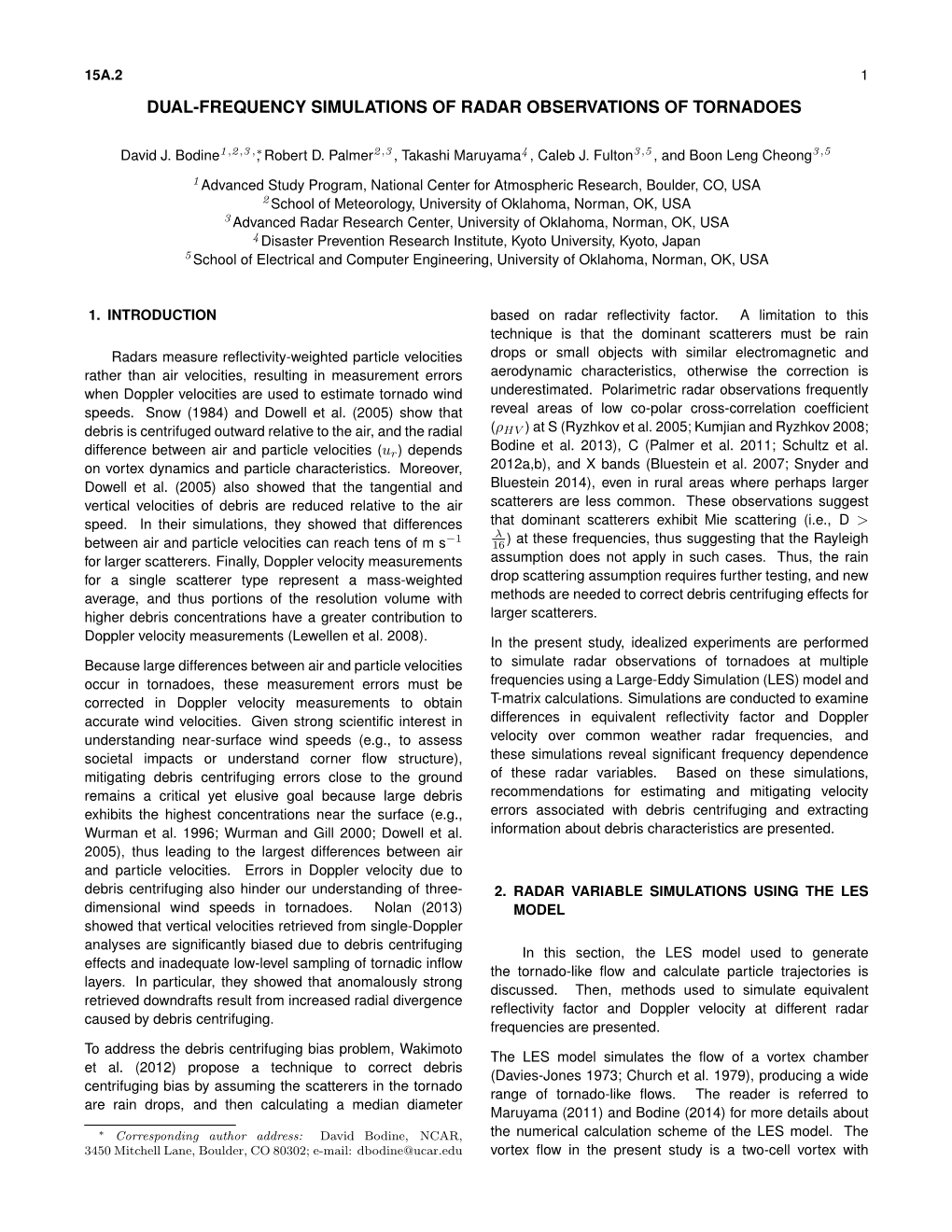 15A.2 1 Dual-Frequency Simulations of Radar Observations of Tornadoes