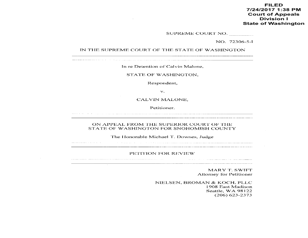 FILED 7/24/2017 1:38 PM Court of Appeals Division I State of Washington