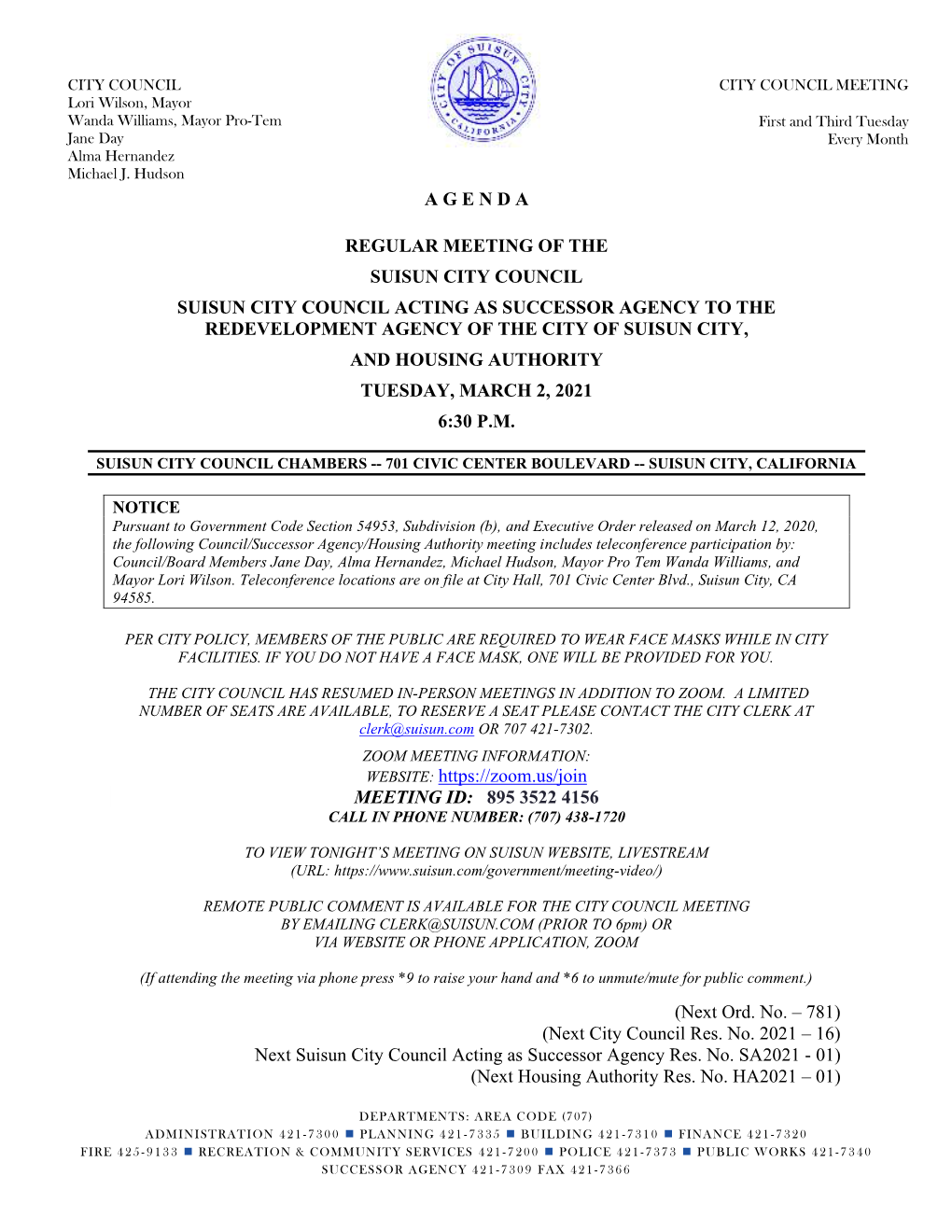 03/02/2021 City Council Agenda Packet