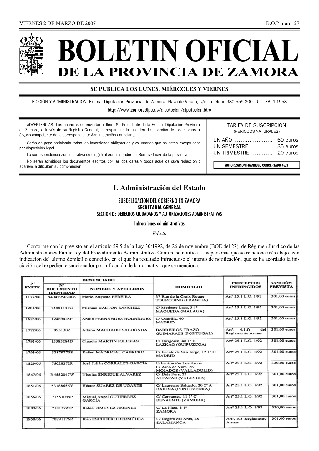 Boletin Oficial De La Provincia De Zamora