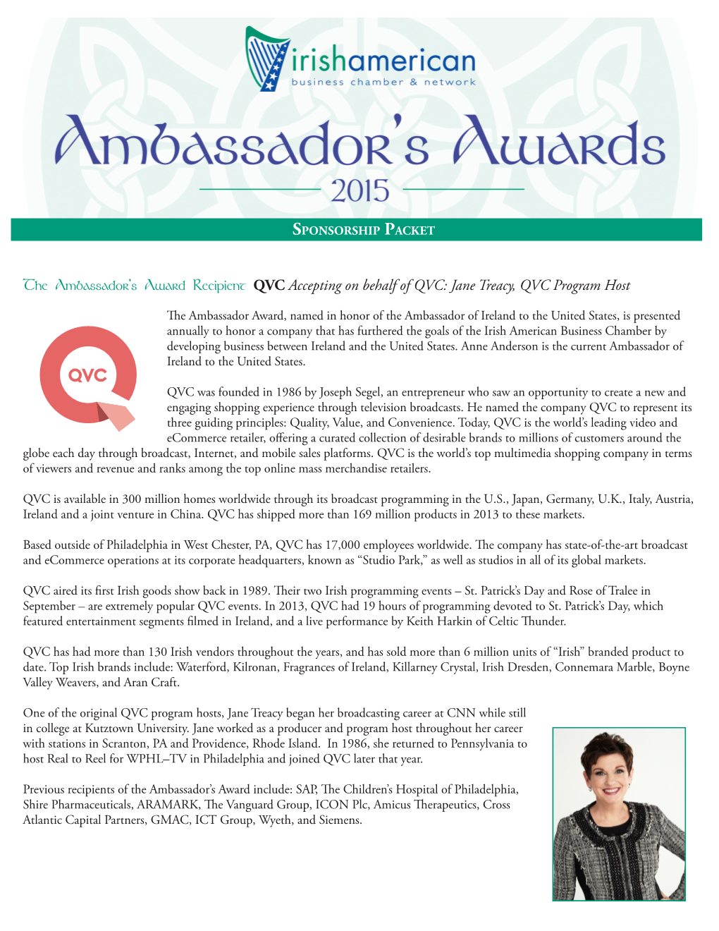 The Ambassador's Award Recipient QVC Accepting on Behalf of QVC