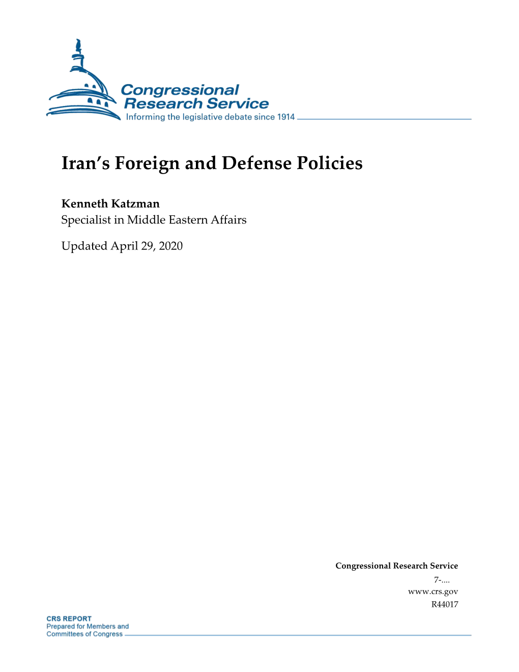 Iran's Foreign and Defense Policies