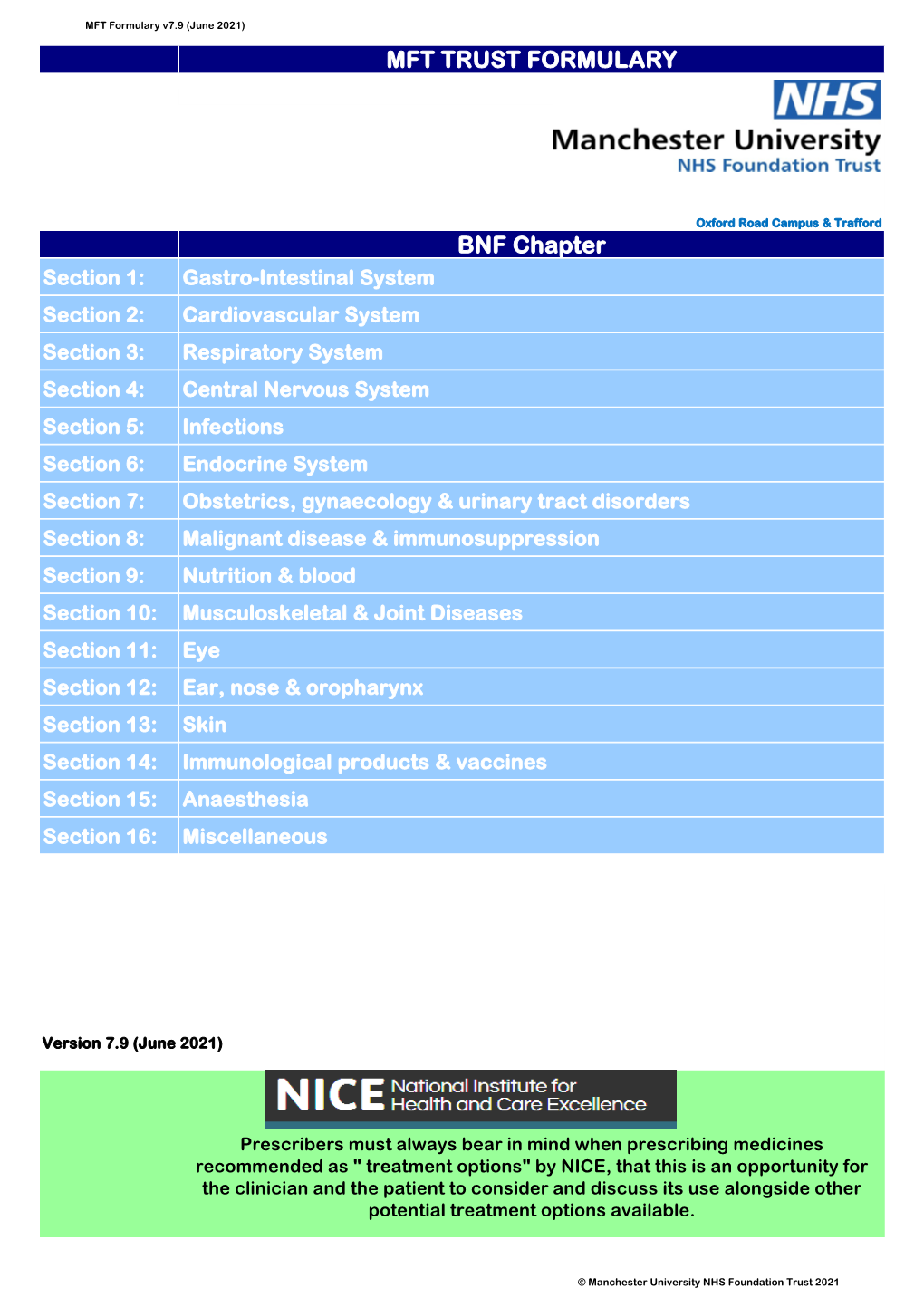 MFT Formulary V7.9 (June 2021) MFT TRUST FORMULARY