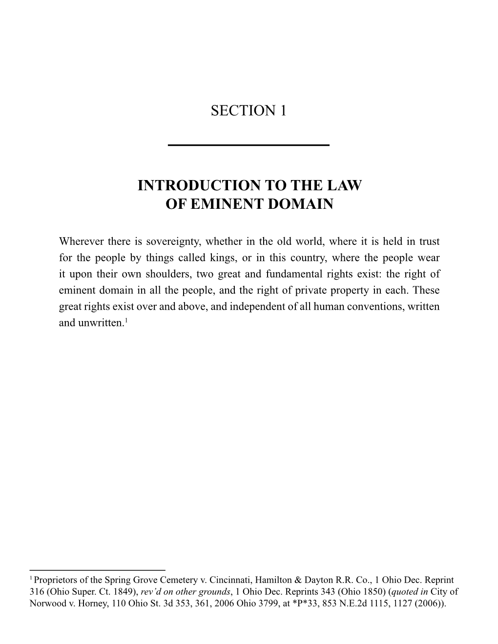 Section 1 Introduction to the Law of Eminent Domain