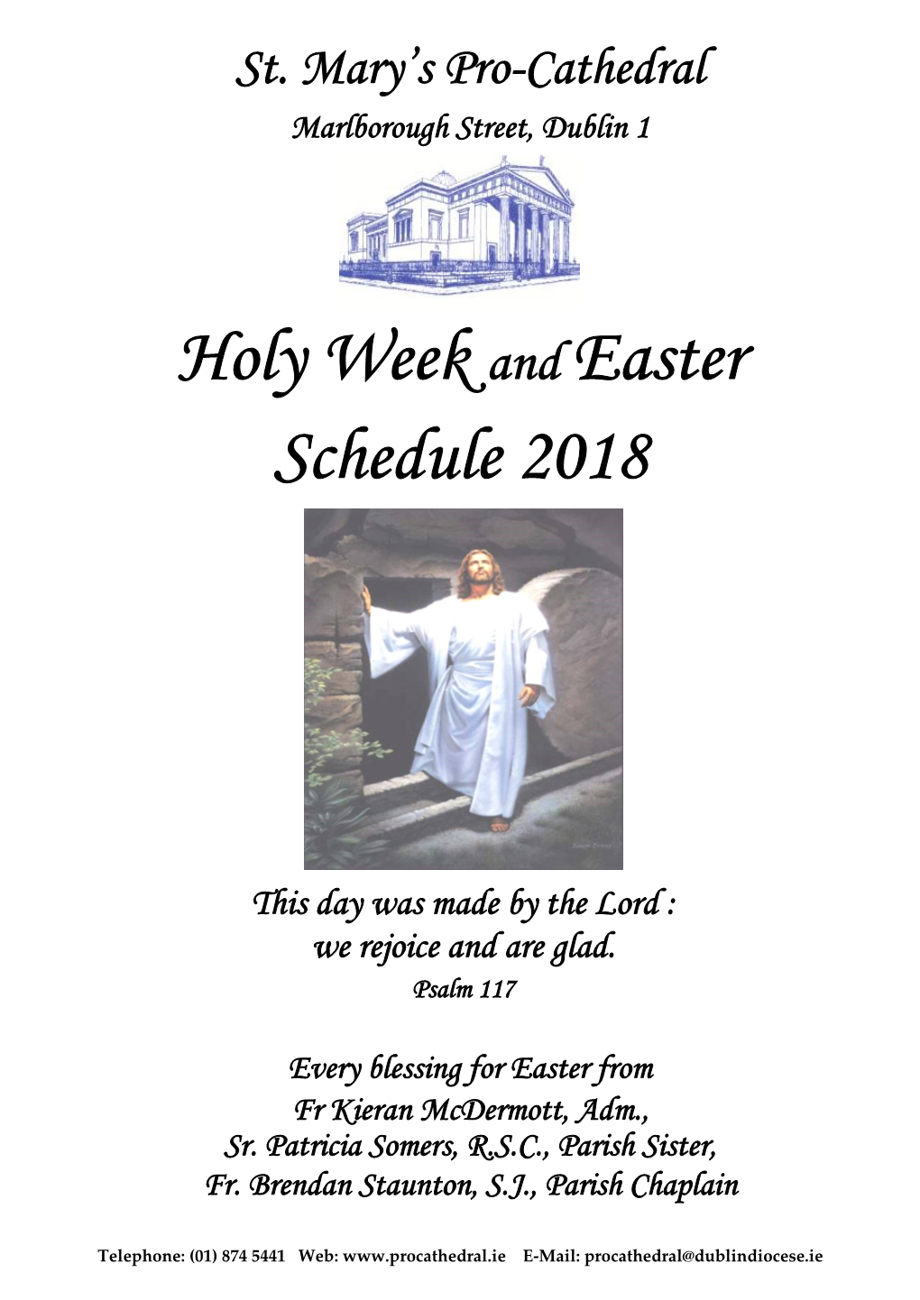 Holy Week and Easter Schedule 2018