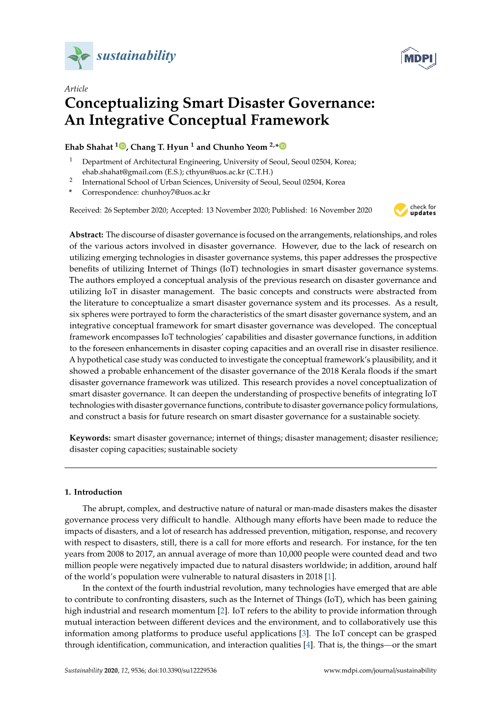 Conceptualizing Smart Disaster Governance: an Integrative Conceptual Framework