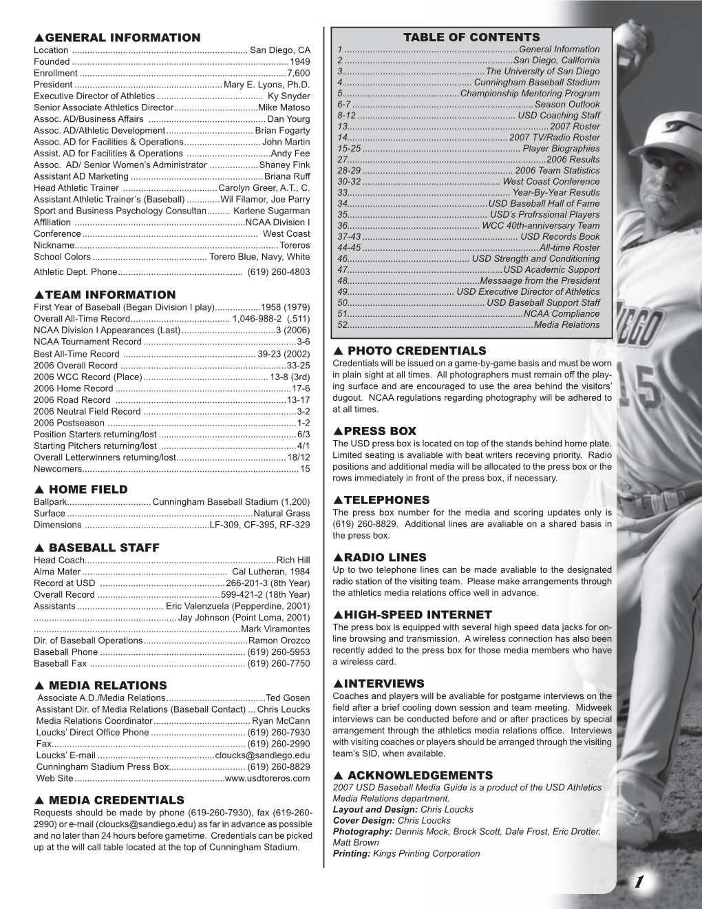 GENERAL INFORMATION TABLE of CONTENTS Location