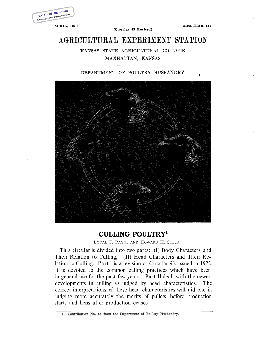 SC147 1929 Culling Poultry