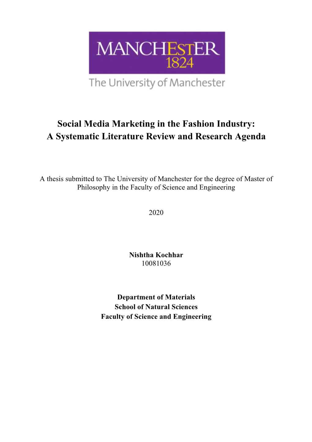 Social Media Marketing in the Fashion Industry: a Systematic Literature Review and Research Agenda