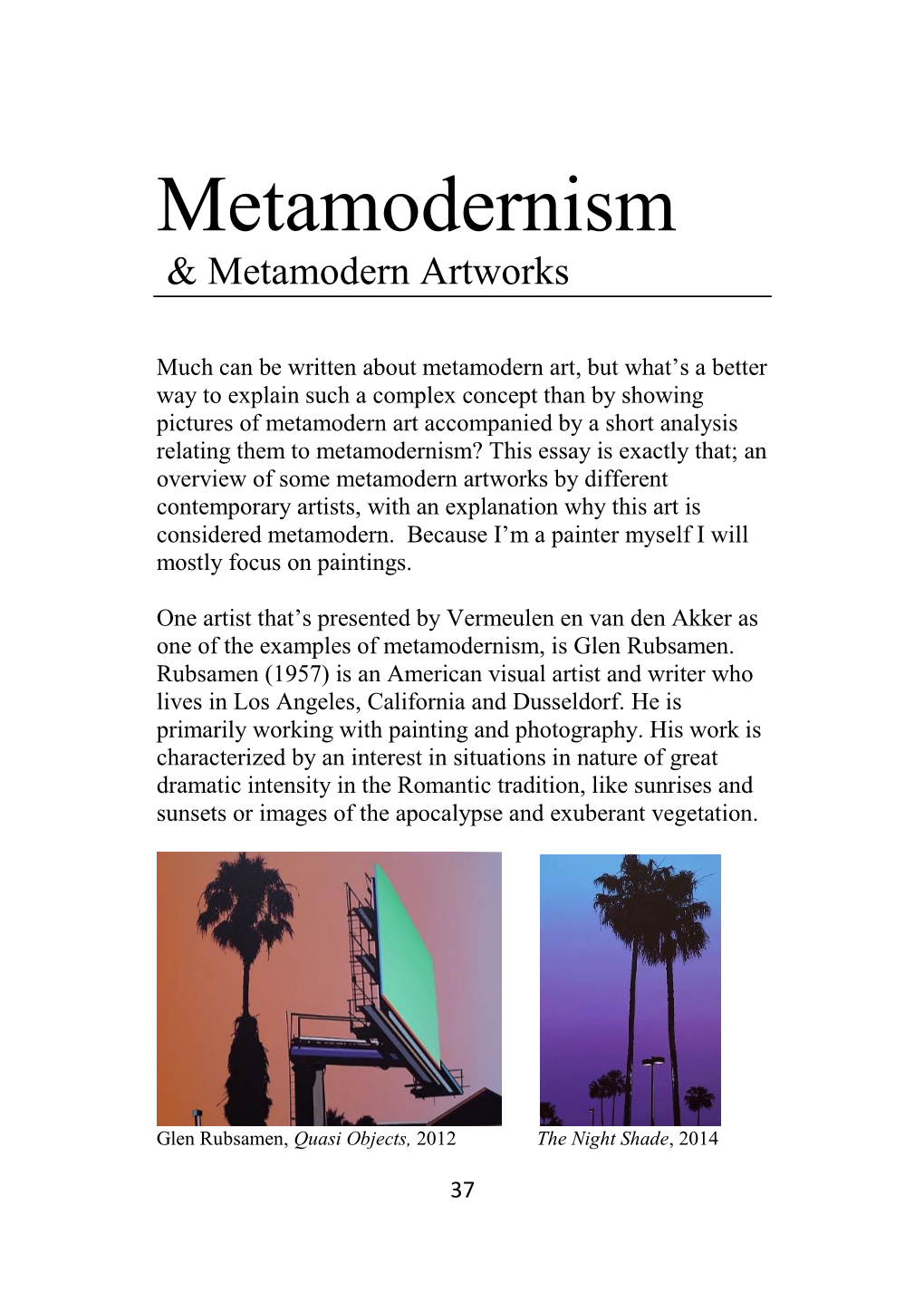 Metamodernism and Metamodern Artworks