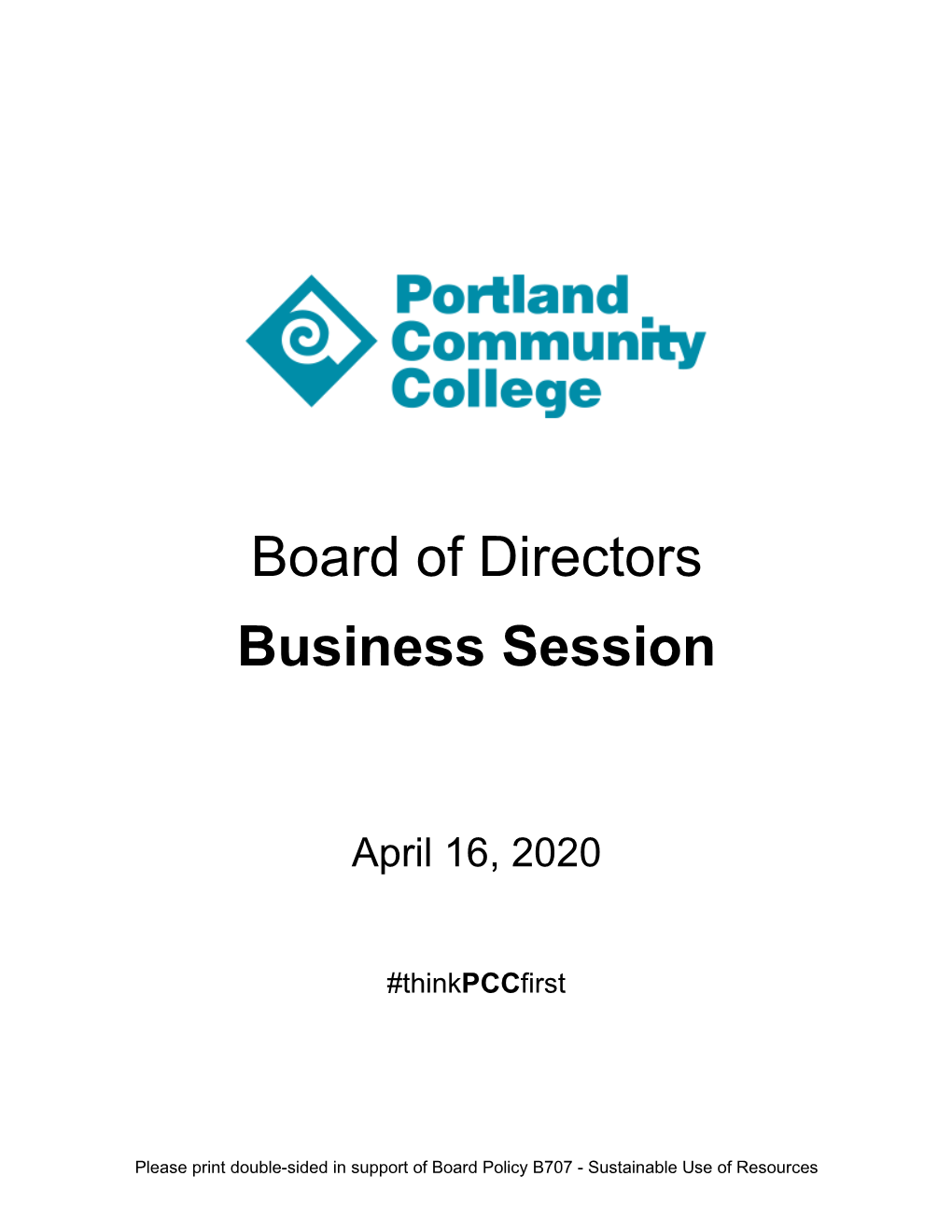 April 16, 2020 Board of Directors Agenda |