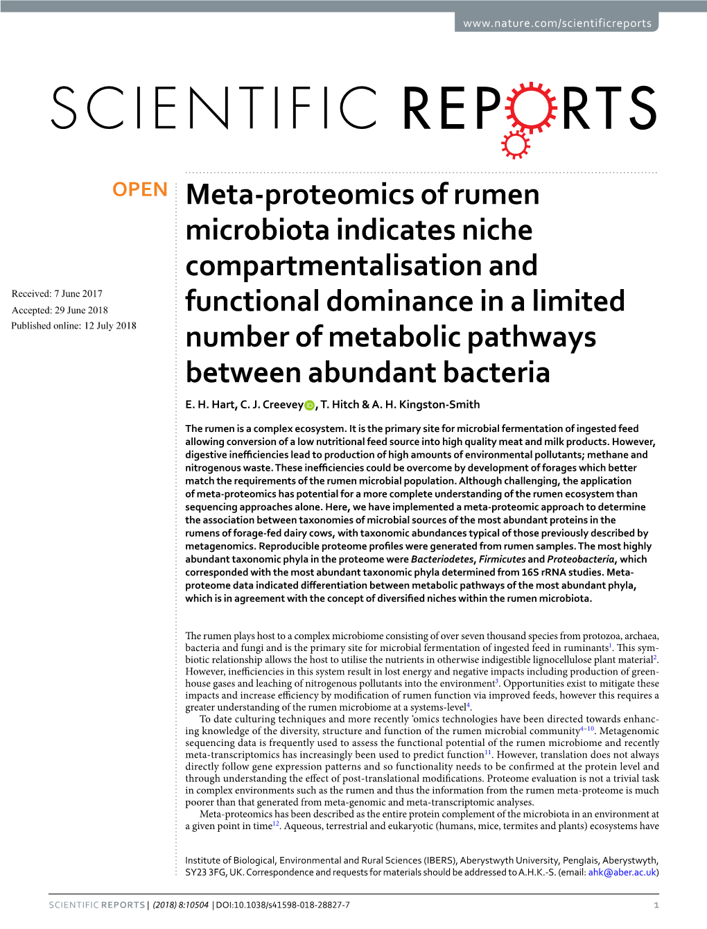 Meta-Proteomics of Rumen Microbiota Indicates Niche