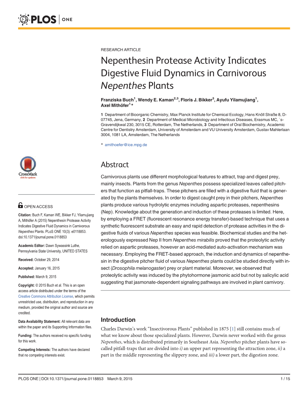 Nepenthesin Protease Activity Indicates Digestive Fluid Dynamics in Carnivorous Nepenthes Plants